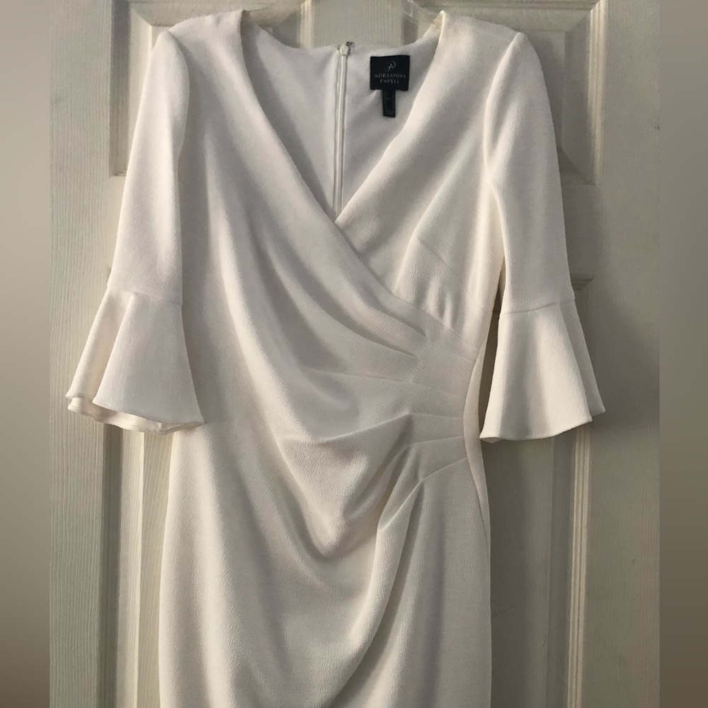 Adrianna Papell Ivory Bell Sleeve Sheath Dress